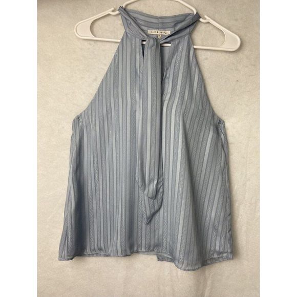 MINT & BERRY WOMENS LINED BLUE SLEEVELESS BLUE BLOUSE SIZE M - Picture 2 of 8